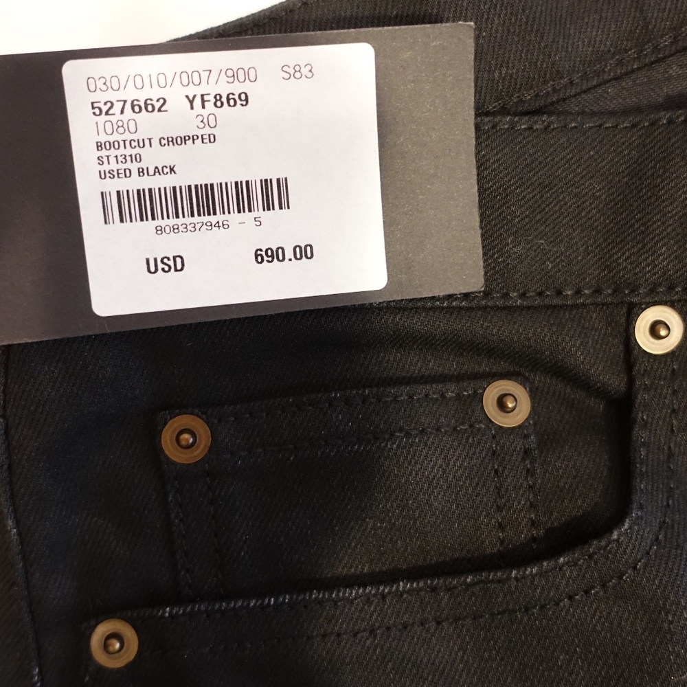 Saint Laurent Bootcut Cropped Black Jeans (NEW)